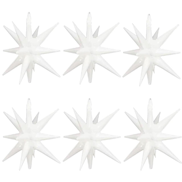 Globos de aluminio ZSYLYTKV White Star de 14 puntas y 22 pulgadas, paquete de 6