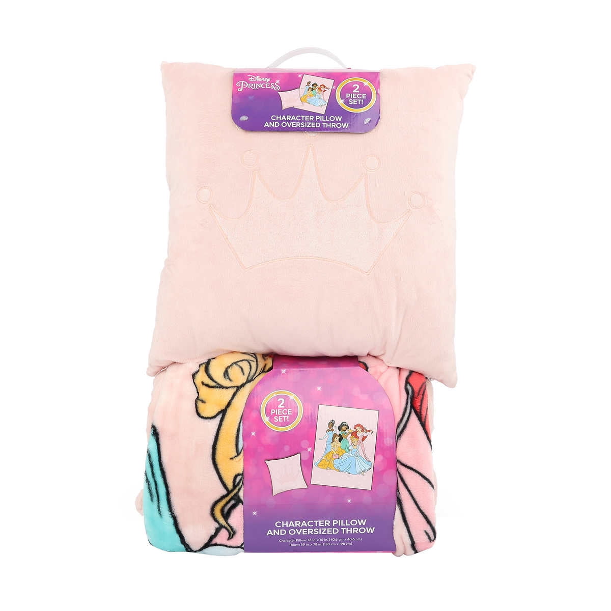 Disney Pink Princess Nogginz Pillow & Fleece Blanket Set