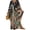Black, variant on V Neck Leopard Floral Print 100% Polyester Beach Kaftan Women Resort Swim Cover Up Maxi Dress, One Size