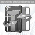 thumbnail image 4 of SaniMore Case for iPad 10th Generation 10.9" 2022, Shockproof Silicone Backplane & Rugged PC Frame Built-in Rotating Stand Pen Holder Anti-drop Heavy Duty Protective Case for iPad 2022, Black & Gray, 4 of 7