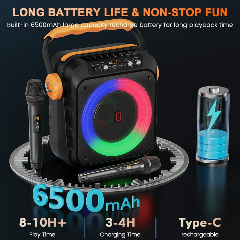 JAUYXIAN Karaoke Machine for Adult, Karaoke Speaker with 2