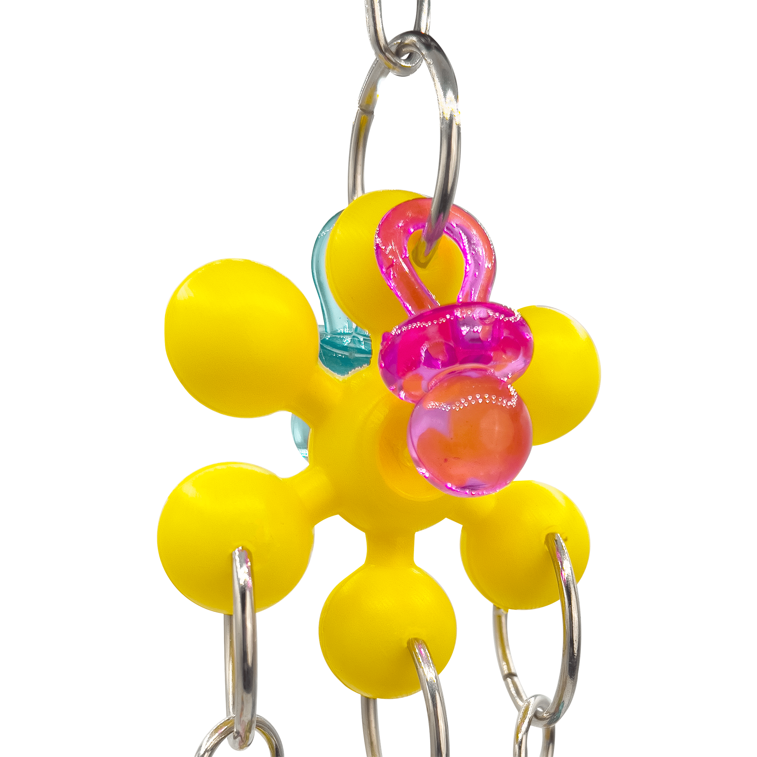 1015 Spoon Shine Paci M&M Bird Toys - Brightly Colored Noisy Shiny Toy