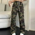 thumbnail image 2 of Kmdttou Cargo Plus Size Pants Women Baggy wide leg Camouflage Overalls For Denim Spring And NNew High Waist Slim Green StraightPants For, 2 of 5