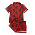 thumbnail image 6 of WTOBBY Ladies' Halloween Printed Pajama Set Loose Fit Casual Short Sleeve Top & Elastic Waist Shorts Two-Piece Sleepwear Comfortable Loungewear Home Outfit,Red 3XL, 6 of 6