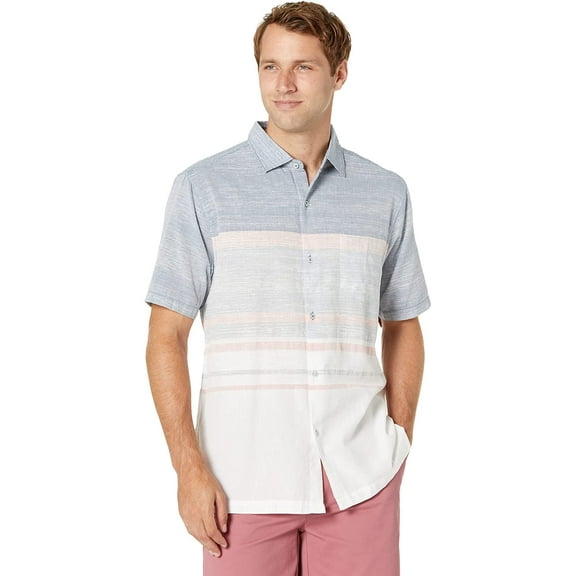 Tommy Bahama Oceana Stripe Camp Shirt (Color: Blue Allure, Size S)