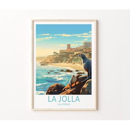 POSTER La Jolla California Travel Print, La Jolla Coast Poster Print, La Jolla San Diego Wall Art, California Coast Wall Decor, San Diego Poster-UNFRAMED