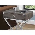 thumbnail image 5 of Accent Table for Living Room & Bedroom - Brown Laminate, Spacious Rectangular Top, One Drawer on Metal Glides & Chrome Metal Legs, 5 of 7