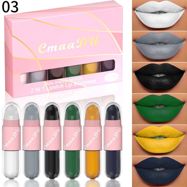 Lápiz labial doble hidratante no se decolora no se pega Fiudx 2 ml + 2 g * 6