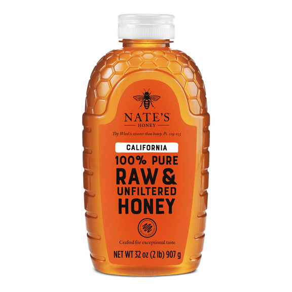 Nate's California Honey: 100% Pure, Raw and Unfiltered Honey - 32 fl oz Bottle