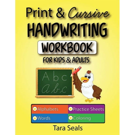 Print & Cursive Handwriting Workbook for Kids & Adults, (Paperback)