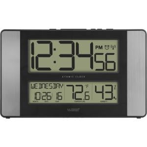 La Crosse Technology Atomic Digital Wall Clock With Indoor Temperature And Humidity Gray Com La Crosse Technology Atomic Digital, Atomic Digital Clock With In Outdoor Temperature