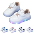 thumbnail image 4 of XIMIN Toddler Sole Rubber Glitter Sneakers LED Light Up Shoes with Adjustable Hook & Loop No Lace Flat Walking Sport Shoes Baby Boys Girls Cute Breathable Shoes, 4 of 8
