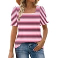 thumbnail image 2 of Blouses for Women Pleated Short Sleeve Tunic Tops Dressy Casual Summer Shirts Rollbacks,Red,S, 2 of 7