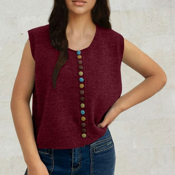 AGWOLF Womens Cardigan Sweaters Lightweight Vest Sleeveless Outwear Tops Crewneck Open Front Ribbed Knit Coat