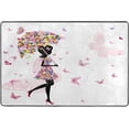 thumbnail image 4 of SKYSONIC Flower Girl Flower Umbrella Non-Slip Area Rug, Valentine's Day Floor Carpet Comfort Floor Mats Decor for Indoor Front Porch,Living Room, Bedroom,Kitchen,72"x48", 4 of 5