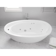 ANZZI Jetted Whirlpool Bathtub Drain Leni, Freestanding Soaking Tub with Reversible 5.9 ft. White