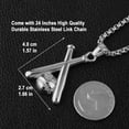 thumbnail image 4 of HZMAN Baseball and Baseball Bat Cross Sports Stainless Steel Pendant Necklace 22+2'' Chain (Silver), 4 of 8