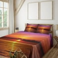 thumbnail image 3 of Ambesonne Romantic Fitted & Top Sheet Set with Shams, Colorful Beach Sunset, Orange Purple, 3 of 8