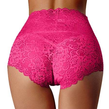 

Underwear Women Cotton Plus Size High Waist Thin Hollow Lace Pure Crotch Tummy Control Belly Briefs Panties For Women 3 pack