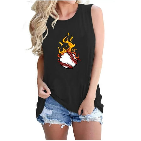 Baseball Mom Tank Tops, Women Casual Sleeveless Tee Shirt Letter Print Summer Comfortable Mother's Day Loose Blouse Best Deals Today Amazon Returns Pallet For Sale #5