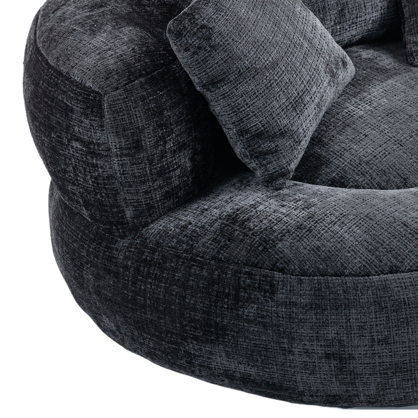 Oversized Chenille Bean Bag Chair for Adults & Kids, Indoor & Outdoor Lazy Bean Bag Sofa with Wrap-Around Backrest & Pillows for Bedroom, Living Room, Playroom, 42.52''x42.52''x20.47'', Black