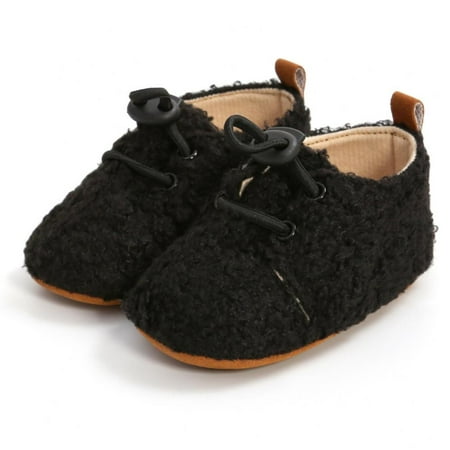 

SYNPOS 0-18M Keep Warm Infant Fluffy Sneaker Lace up Shoes Cute Cartoon Non-slip Lovely