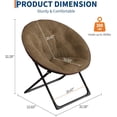 thumbnail image 3 of Oversized faux fur saucer chair para adults: foldable y comfy seat con gold metal frame para dormitorio, dorm o sala de estar (brown), 3 of 7
