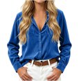 thumbnail image 4 of Dvprdro Womens Corduroy Shirt Button Down Collared Long Sleeve with Pockets Solid Casual Fall Tops, 4 of 8
