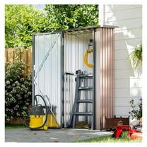 3x2x5.4 FT Outdoor Metal Storage Shed, Storage with Lockable Doors, Steel Utility Tool Shed, Metal Sheds Outdoor Storage for Garden, Patio, Backyard and Lawn, Brown 3'x2'