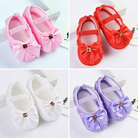 

Newborn Infant Baby Girl Bowknot Soft Sole Crib Shoes Prewalker 0-18 Months