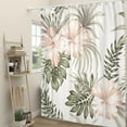 thumbnail image 3 of Tropical Plants Shower Curtain, Vintage Sage Green Palm Leaves Hibiscus Flowers Beige Bathroom Curtain Waterproof Fabric Machine Washable with Hooks, 84" Wx72 L, 3 of 6