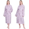 thumbnail image 3 of PAVILIA Robes For Women, Fleece Soft Fluffy Bathrobe, Plush Cozy Long Spa Robe, Satin Trim (L/XL, Lavender Purple), 3 of 9