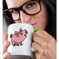 thumbnail image 2 of 3drose, Funny Cool Funky Pink Pig Cartoon, 15oz Two-tone Green Mug, 2 of 6