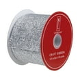thumbnail image 4 of Northlight Silver Glittered Christmas Wired Craft Ribbon 2.5" x 10 Yards, 4 of 4