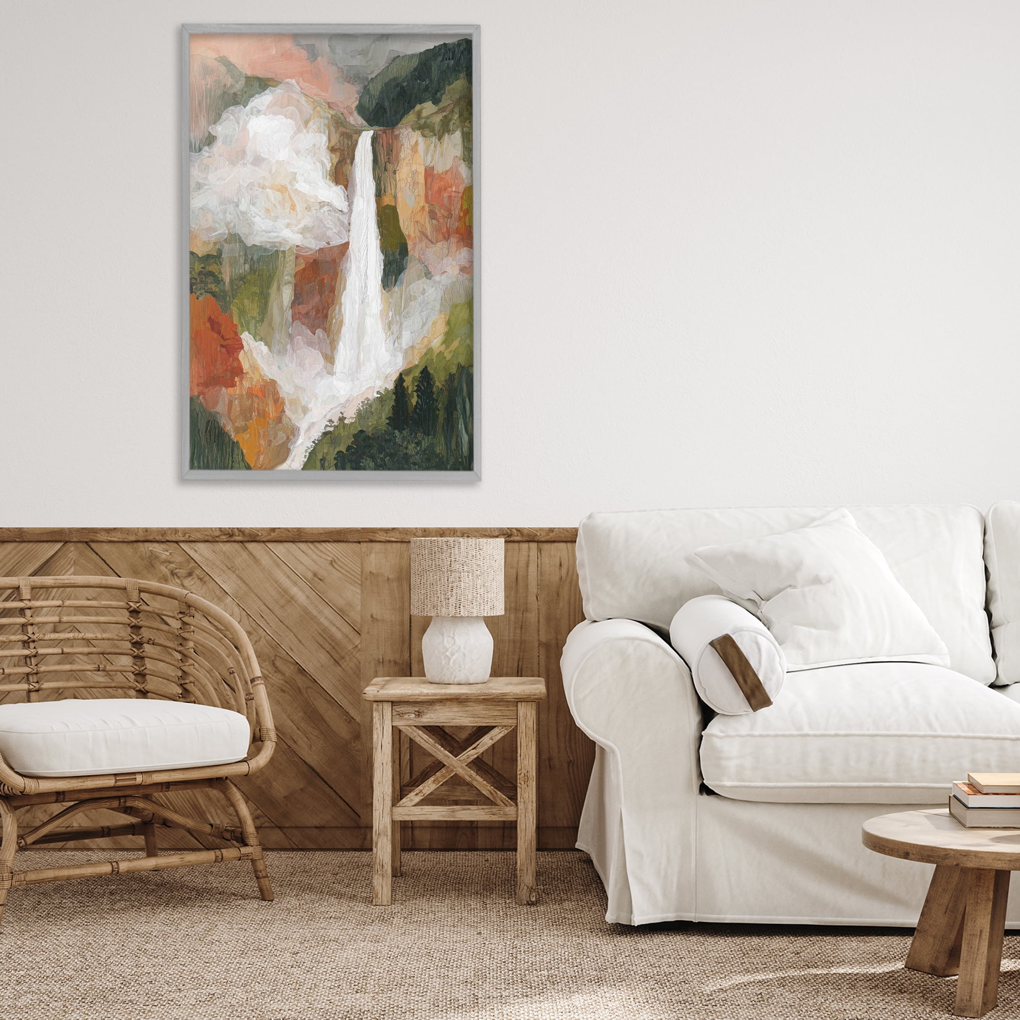 Stupell Industries Mountain Waterfall Landscape Gray Framed Giclee Art, design by Chromatic Storm Studio