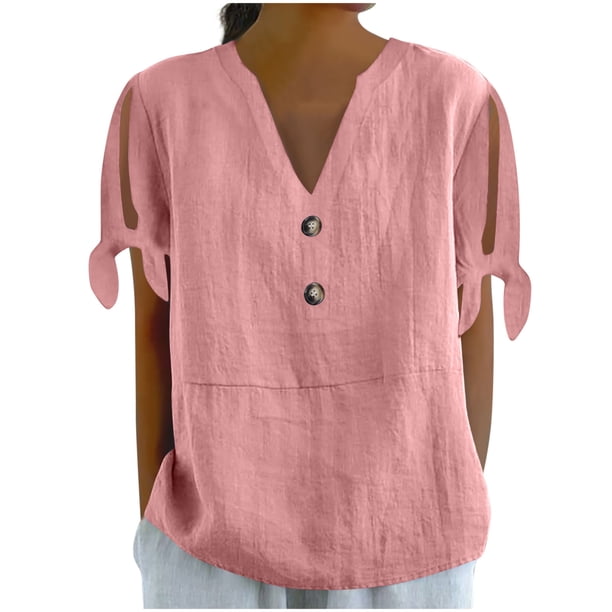 Camisola de Color Sólido de Ajuste Suelto de Algodón de las Mujeres sin Mangas, Casual Cuello Redondo Superior