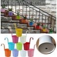 thumbnail image 5 of Macetas colgantes grandes, macetas colgantes decorativas para plantas de exterior, juego de macetas para balcón con gancho desmontable, humedad óptima del suelo, construcción de hierro duradera, 10, 5 of 5