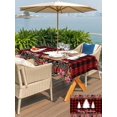 thumbnail image 4 of Outdoor Tablecloth with Umbrella Hole and Zipper, Red Plaid Christmas Rectangle Table Cloth 60x84 Inch Waterproof Tablecloth, Xmas Tree Snowflake Poinsettia Picnic Table Cover for Patio Camping, 4 of 7
