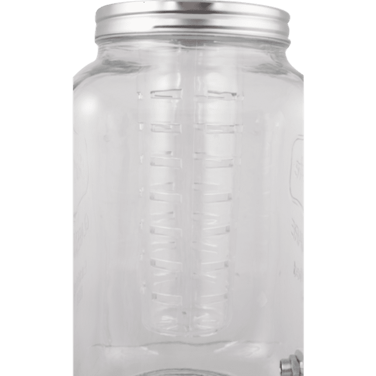 Navaris Beverage Dispenser with Spigot - 2.1 Gallon (8L) Glass Drink Jar with Stainless Steel Tap and Clip Top Lid - for Hot or Cold Drinks, Ice
