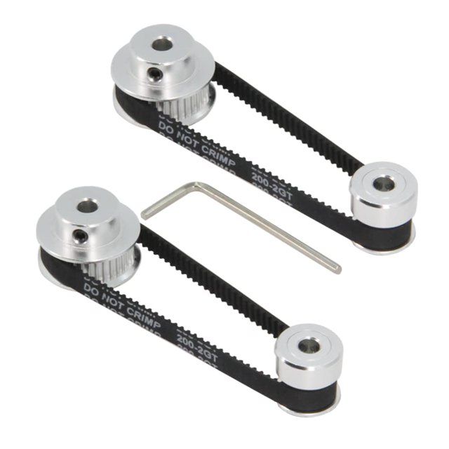 Zeberoxyz Juego de 2 poleas de sincronización de aluminio GT2 de 20 y 36 dientes con 2 piezas de longitud de 200 mm de ancho y correa de 6 mm (20-36T-5B-6)