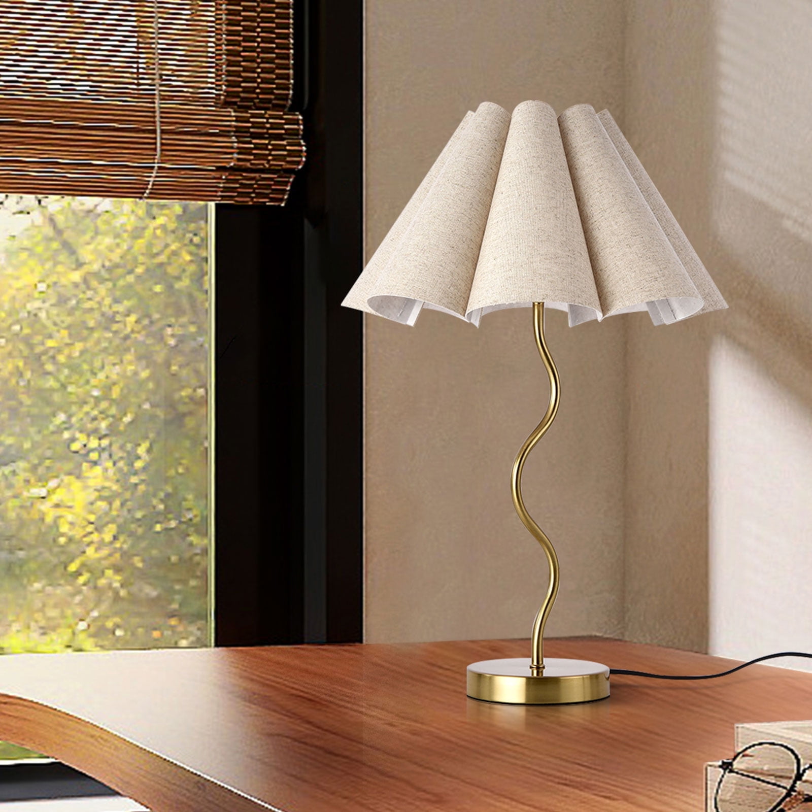 22" Petal Metal Table Lamp with Beige Petal Shades