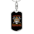 thumbnail image 5 of Smokin' Hot Firefighter Stainless Steel or 18k Gold Premium Swivel Dog Tag Keychain, 5 of 10
