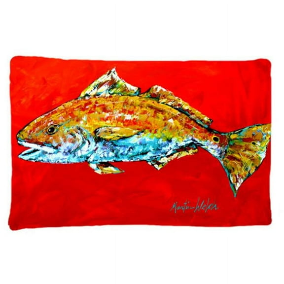 20.5 W x 30 in. Fish - Red Fish Red Head Moisture Wicking Fabric Standard Pillowcase