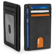 EEEkit Slim RFID Blocking Card Holder, Minimalist PU Leather Front Pocket for Men and Women, Black