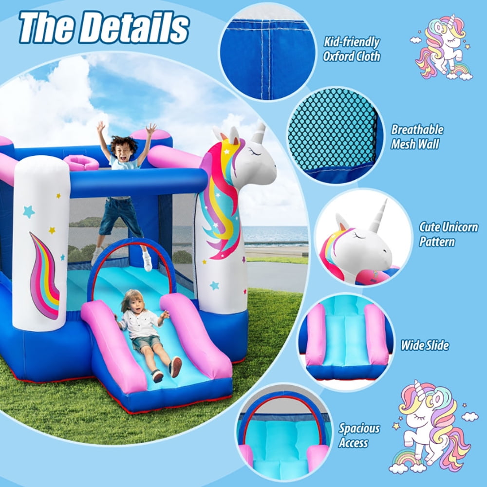 Aimee Lii Inflatable Slide Bouncer with Basketball Hoop for Kids without Blower, Toddler Bounce House