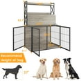 thumbnail image 3 of Dog Crate Furniture with Storage Shelves,Wooden Dog Crate End Table with Flip Top and Movable Divider,42.5 Inch Dog Cage,Large Dog Kennel Indoor Furniture with 3 Doors,42.5"L*27.1"W*63.7"H,Grey, 3 of 8