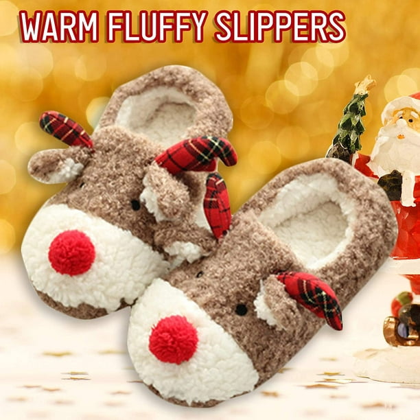Women's Warm Plush Bubble Slippers, Cartoon Cute Fuzzy Comfy