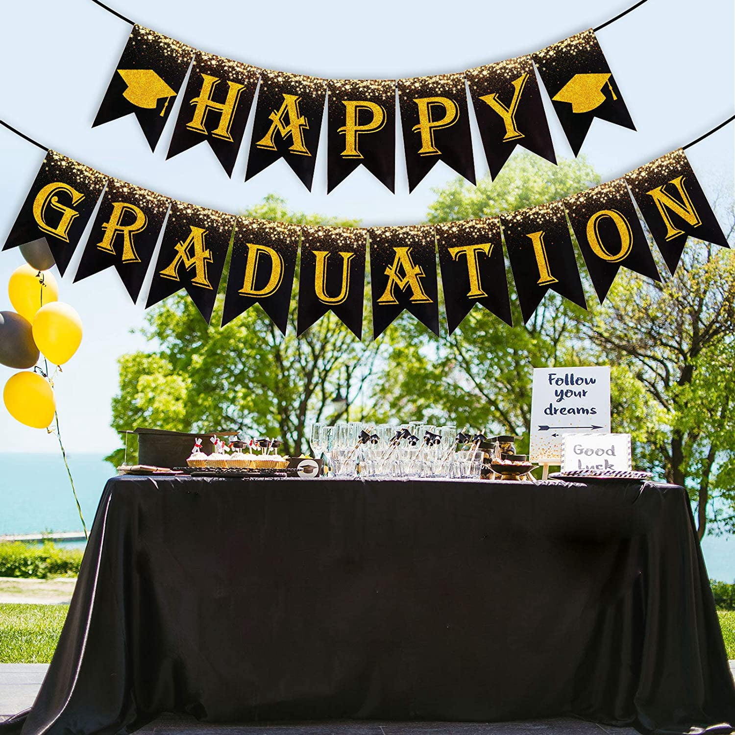 Educated AF Graduation Banner - Gold Glitter Congrats Banner For Nurse, Lawyer, Doctor Party Decor - View #2