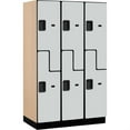 thumbnail image 3 of 15" Wide Double Tier 'S' Style Designer Wood Locker - 3 Wide - 6 Feet High - 21 Inches Deep - Gray, 3 of 4