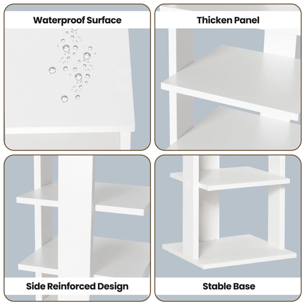 Spaco 7-Tier Slim Wooden Vertical Shoe Rack for Entryway-White, Shoe Storage Organizer for Entryway & Closet